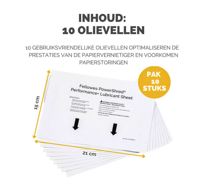 Olievellen voor papiervernietiger Fellowes Powershred Performance+ 10 vel