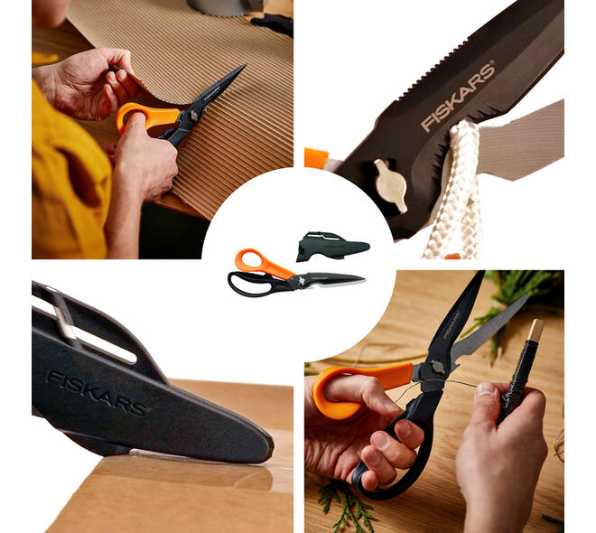 Schaar Fiskars Cuts+More Titanium multifunctioneel zwart