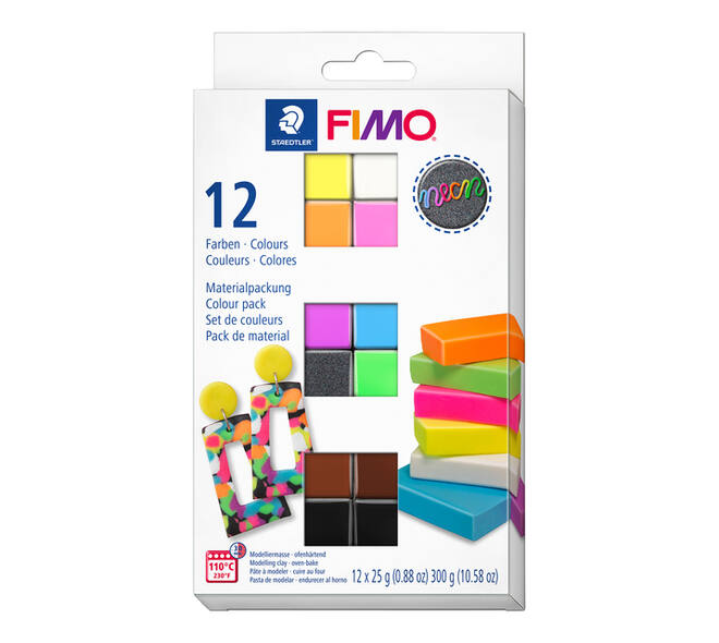 Klei Fimo effect colour pak à 12 neon kleuren