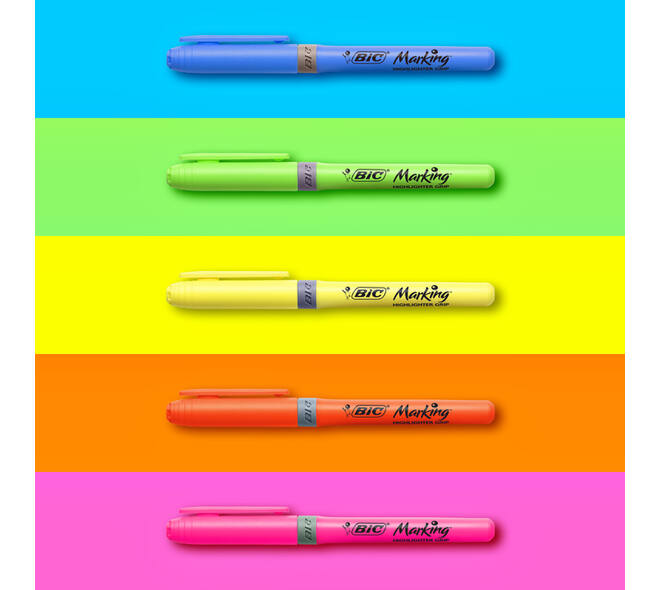 Markeerstift Bic grip Highlight your life assorti blik à 15 stuks