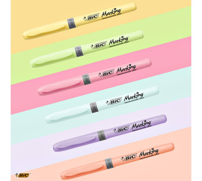 Markeerstift Bic grip Highlight your life assorti blik à 15 stuks