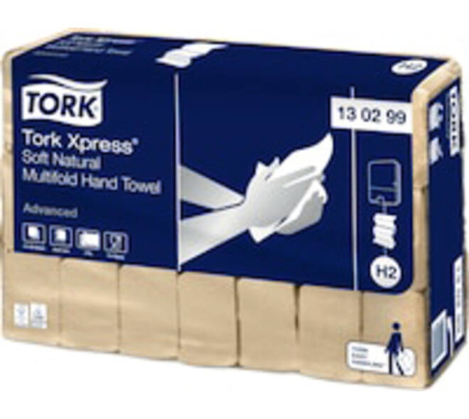 Handdoek Tork H2 Xpress Advanced multifold 2-laags 213x240mm 21x180 vel naturel 130299