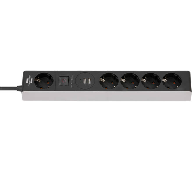 Stekkerdoos Brennenstuhl 5vdig 1+2 USB C Power Delivery 1.5m grijs/zw