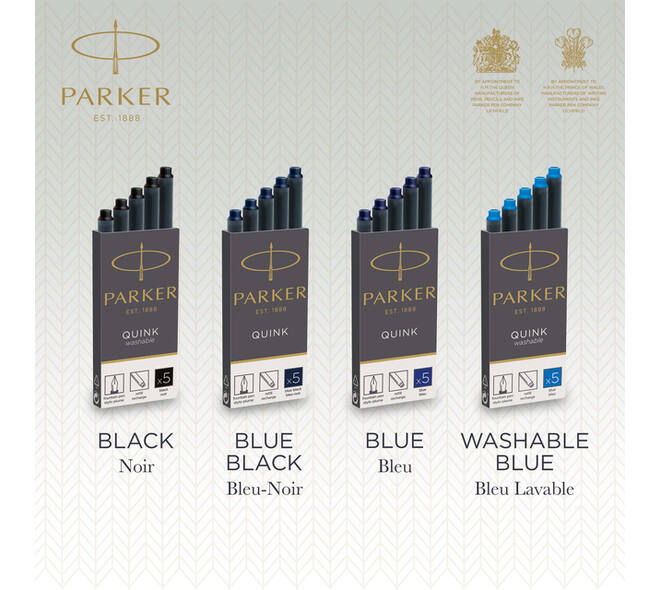 Inktpatroon Parker Quink blauwzwart blister à 5 stuks