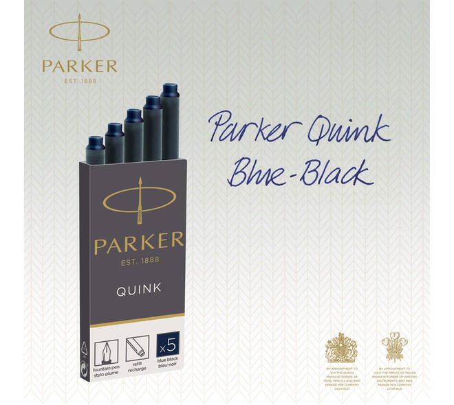Inktpatroon Parker Quink blauwzwart blister à 5 stuks