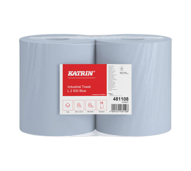 Poetspapier Katrin Industrial groot 2-laags 500 vel blauw 481108