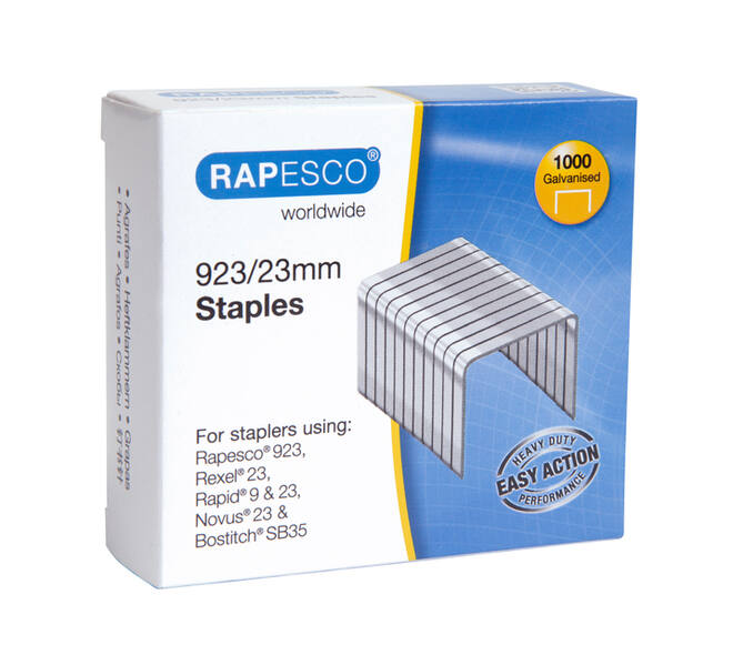 Nieten Rapesco Heavy Duty 923 23mm 1000 stuks zilver
