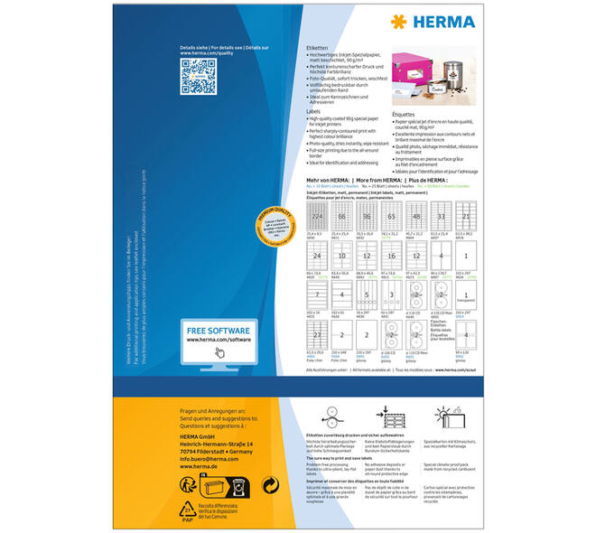 Etiket HERMA 10779 66x33.8mm wit 1920 stuks