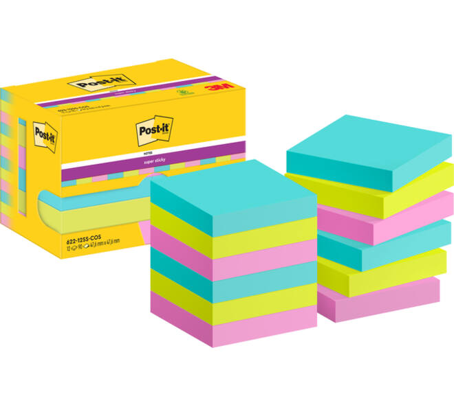 Memoblok Post-it 622 Super Sticky 47,6x47,6mm Cosmic 12 stuks