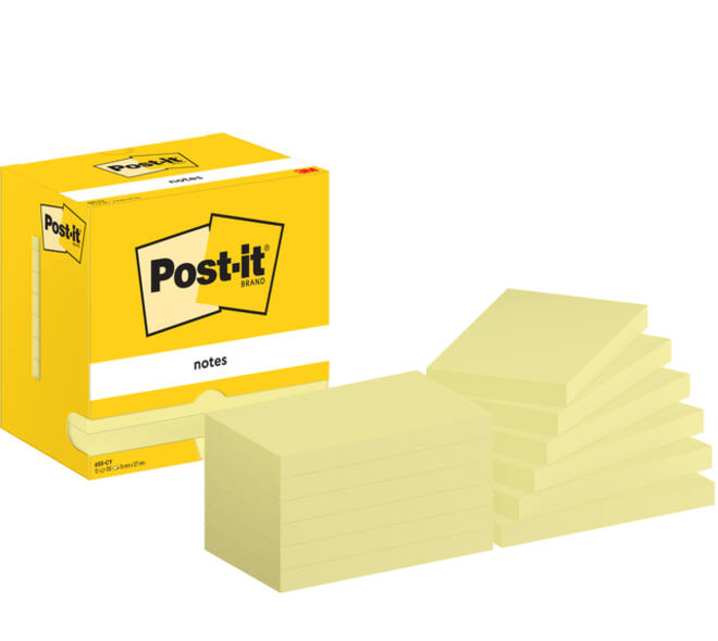 Memoblok Post-it 655 76x127mm geel 12 stuks