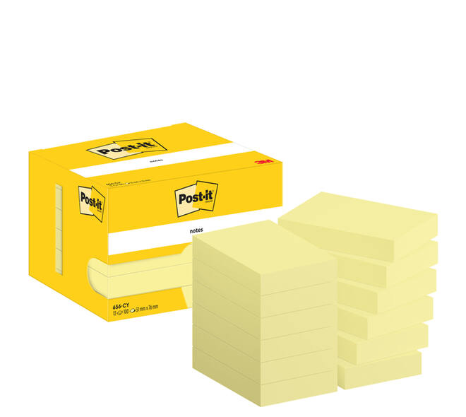 Memoblok Post-it 656 51x76mm canary yellow 12 stuks