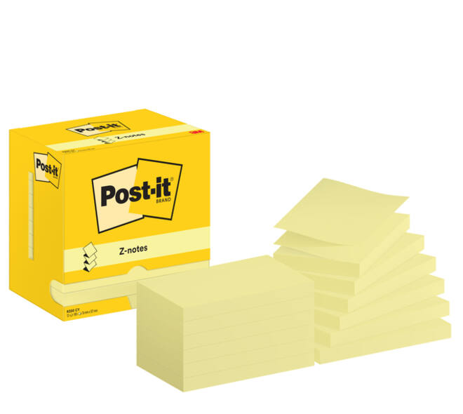 Memoblok Post-it Z-Note R350 76x127mm geel 12 stuks