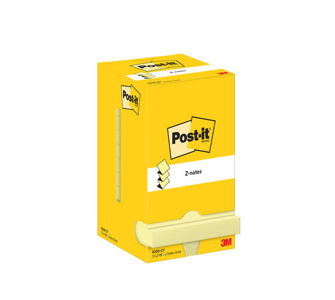 Memoblok Post-it Z-Note R330 76x76mm canary yellow 12 stuks