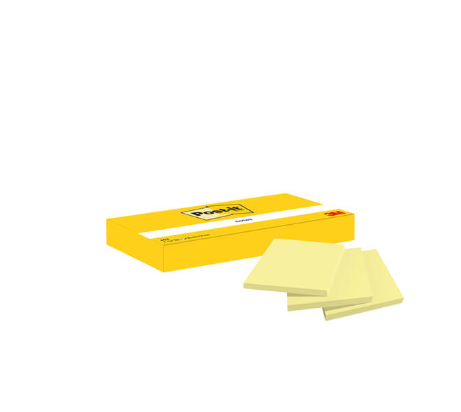 Memoblok Post-it 653 38x51mm geel 3 stuks