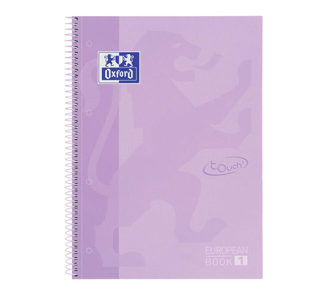 Notitieboek Oxford Touch Europeanbook A4+ 4-gaats lijn 160 pagina's pastel paars