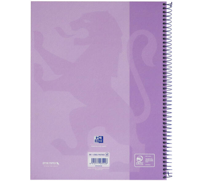 Notitieboek Oxford Touch Europeanbook A4+ 4-gaats lijn 160 pagina's pastel paars