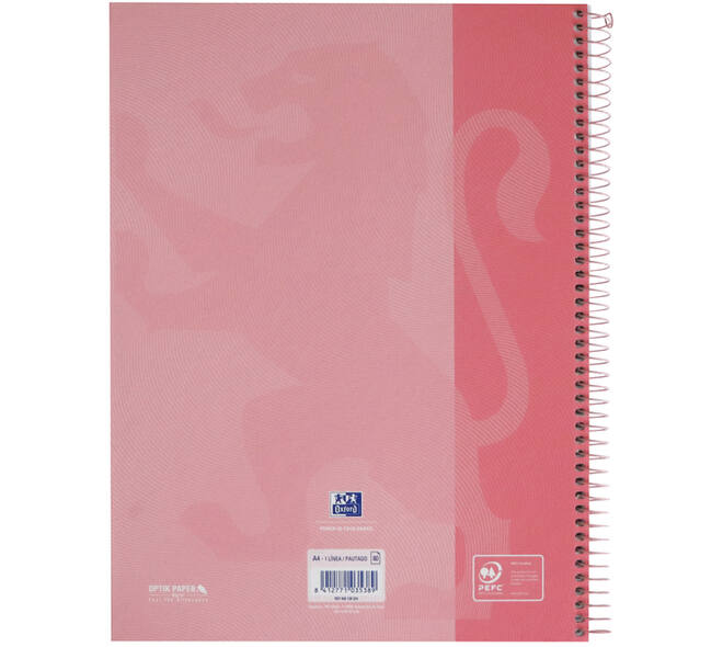 Notitieboek Oxford Touch Europeanbook A4+ 4-gaats lijn 160 pagina's pastel roze