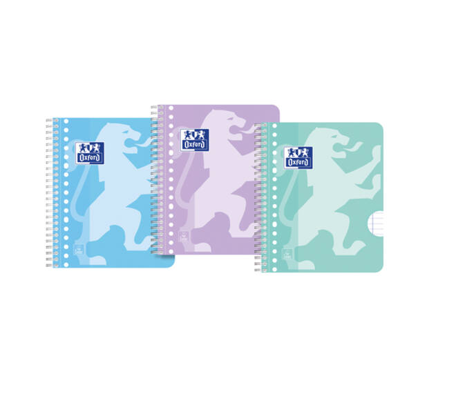 Collegeblok Oxford School A5+ lijn 17-gaats 160 pagina's 80gr pastel assorti 3 stuks