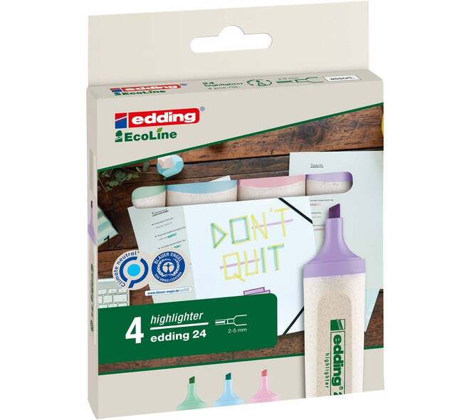 Markeerstift edding 24 EcoLine pastel assorti set à 4 stuks