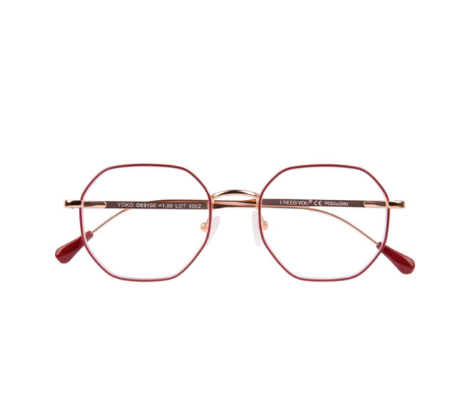 Leesbril I Need You +1.00 dpt Yoko rood-koper