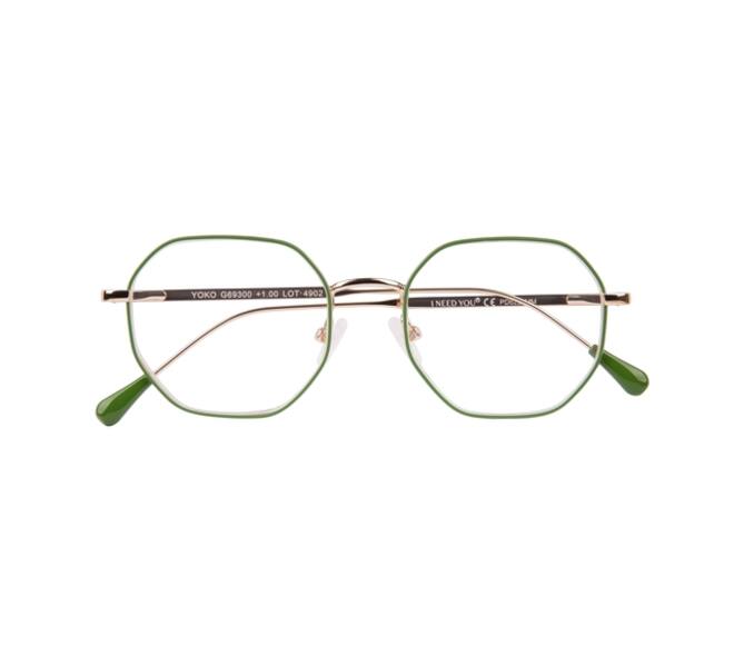 Leesbril I Need You +2.00 dpt Yoko groen-goud