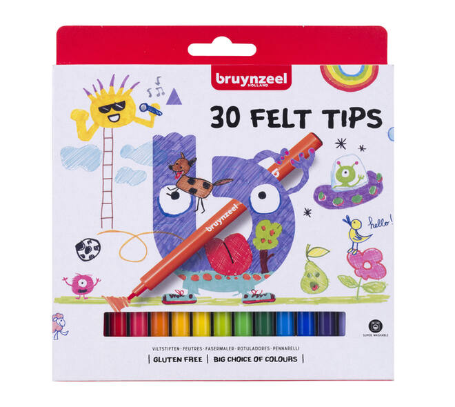 Viltstift Bruynzeel Kids assorti 30 stuks