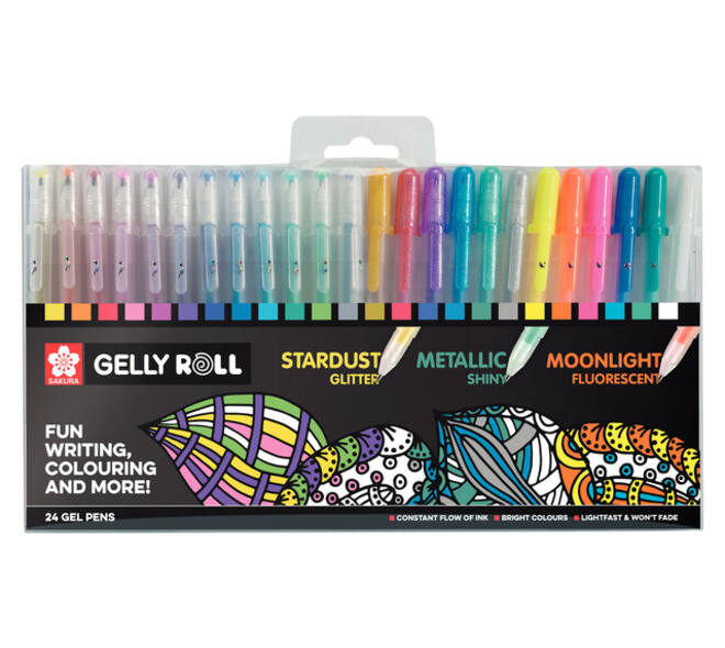 Gelschrijver Sakura Gelly Roll mix set à 24 kleuren