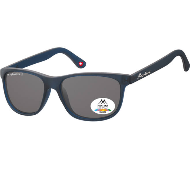 Zonnebril Montana met smoke gepolariseerd glas mat blauw