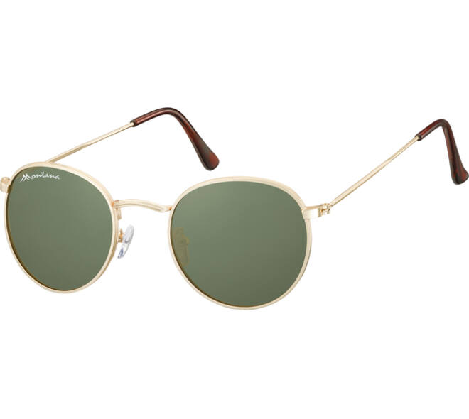 Zonnebril Montana met groen G15 glas mat goud