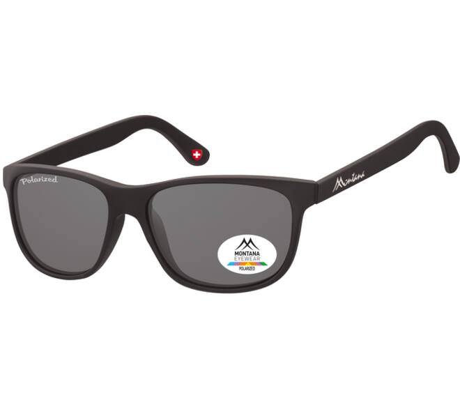 Zonnebril Montana met smoke gepolariseerd glas mat zwart