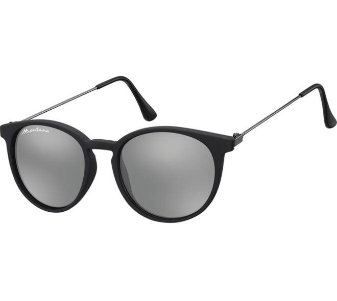 Zonnebril Montana met Revo rond spiegelglas mat zwart