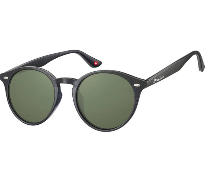 Zonnebril Montana met groen G15 rond glas zwart