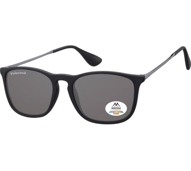 Zonnebril Montana met smoke gepolariseerd glas en metalen pootje zwart