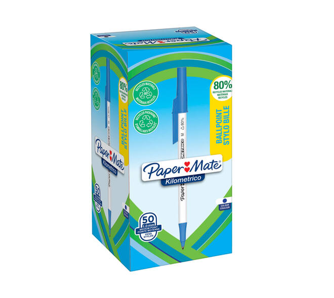 Balpen Paper Mate Kilometrico Recycled medium blauw