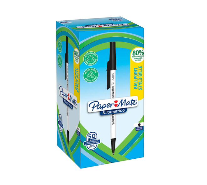 Balpen Paper Mate Kilometrico Recycled medium zwart