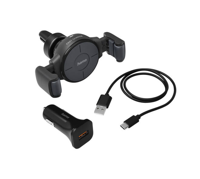 Autolader Hama draadloos QI-Charge 10W antraciet