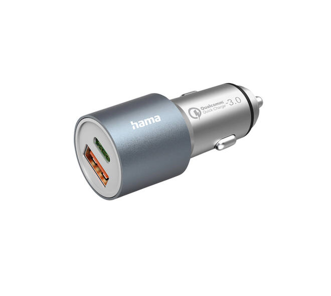 Autolader Hama 1x USB-C 1x USB-A 38W metaal