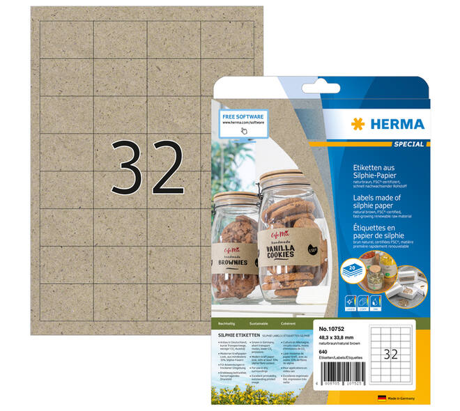 Etiket HERMA 10752 48.3x33.8mm silphie bruin 640 stuks