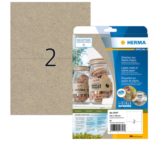 Etiket HERMA 10757 210x148mm silphie bruin 40 stuks