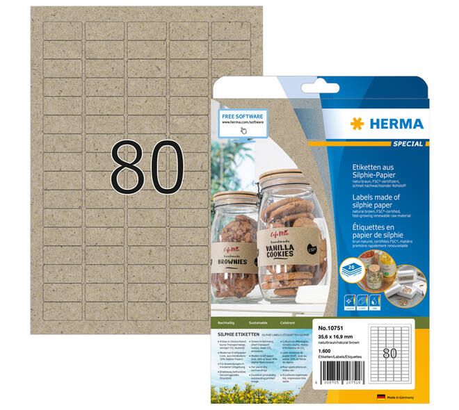 Etiket HERMA 10751 35.6x16.9mm silphie bruin 1600 stuks