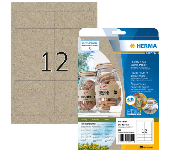 Etiket HERMA 10754 97x42.3mm silphie bruin 240 stuks