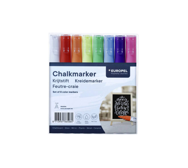 Krijtstift Europel 3mm assorti etui 8 stuks