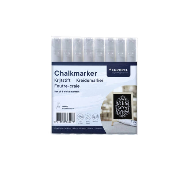 Krijtstift Europel 3mm wit etui 8 stuks