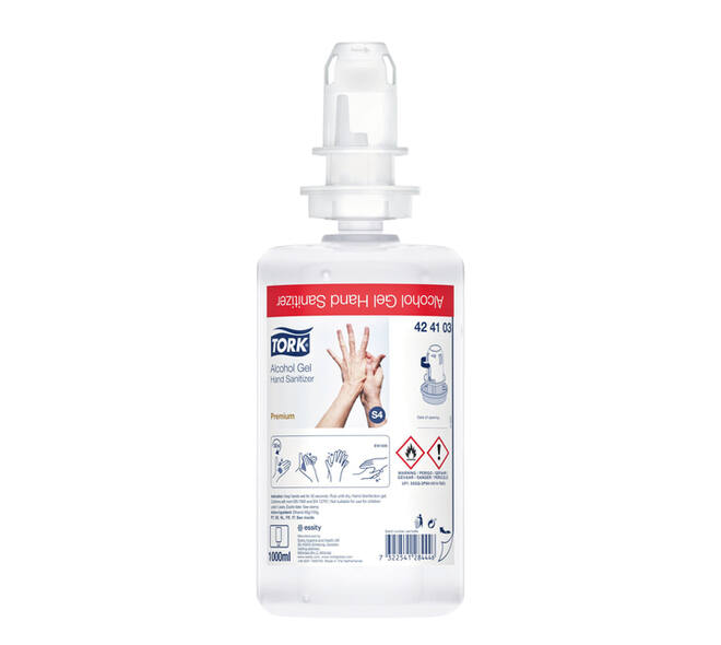 Handdesinfectie Tork S4 Premium alcoholgel ongeparfumeerd 1000 ml 424103