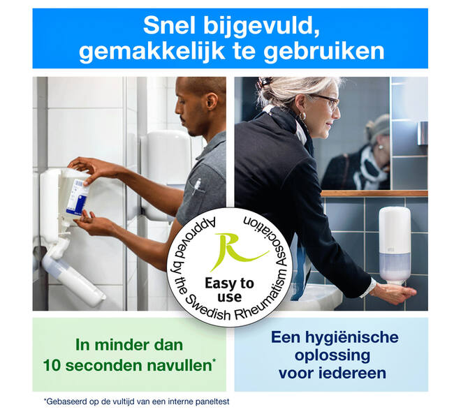 Handdesinfectie Tork S4 Premium alcoholgel ongeparfumeerd 1000 ml 424103