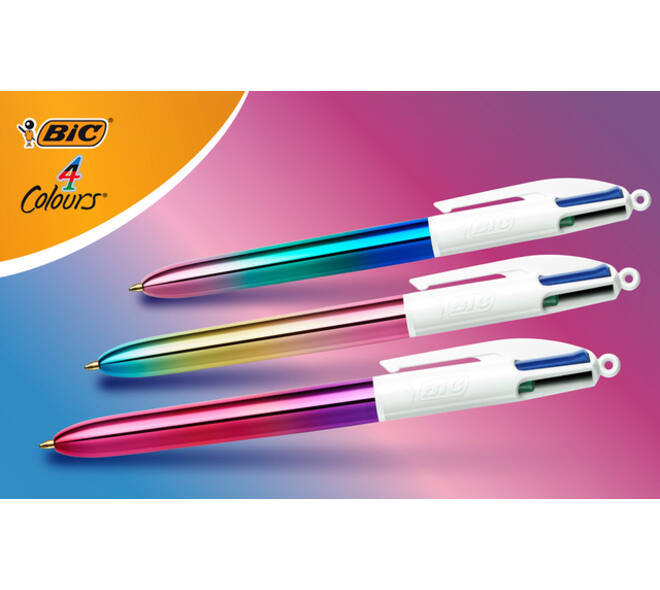 Balpen Bic 4kleuren gradient medium assorti