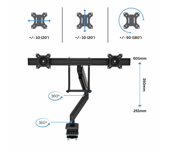 Monitorarm Fellowes Eppa Crossbar zilver