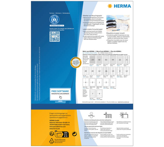 Etiket HERMA recycling 10728 70x36mm wit 1920 stuks