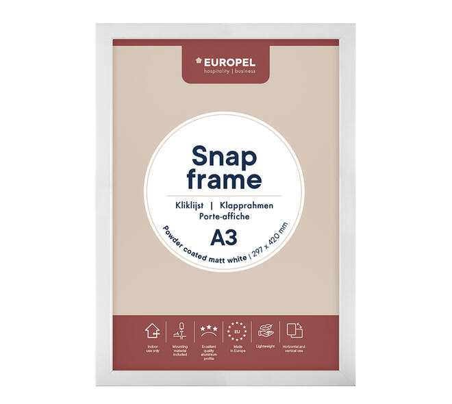 Kliklijst Europel A3 25mm mat wit
