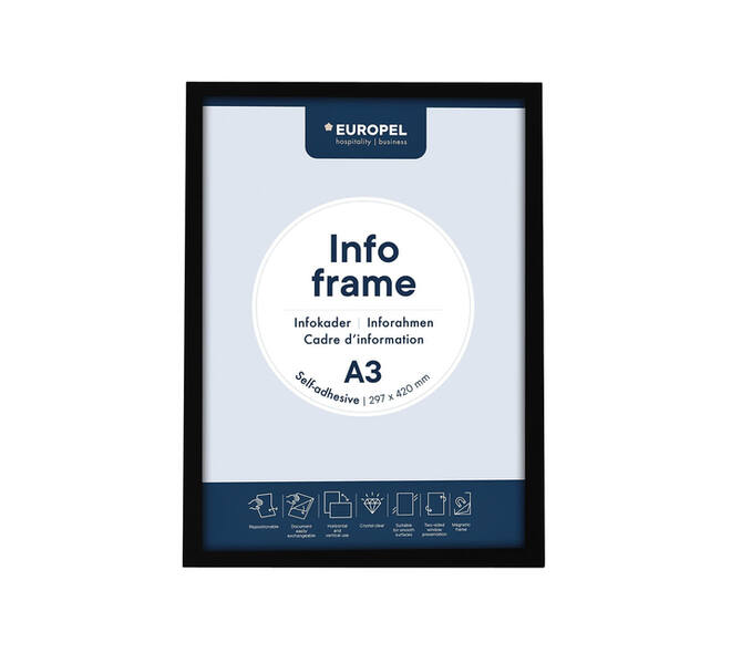 Infokader Europel zelfklevend A3 zwart